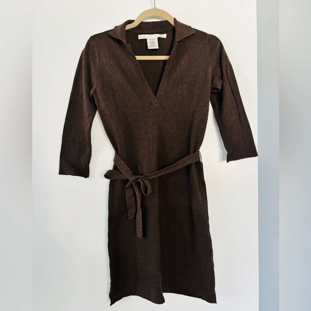 Max Studio Deep Brown Long Sleeve Dress
